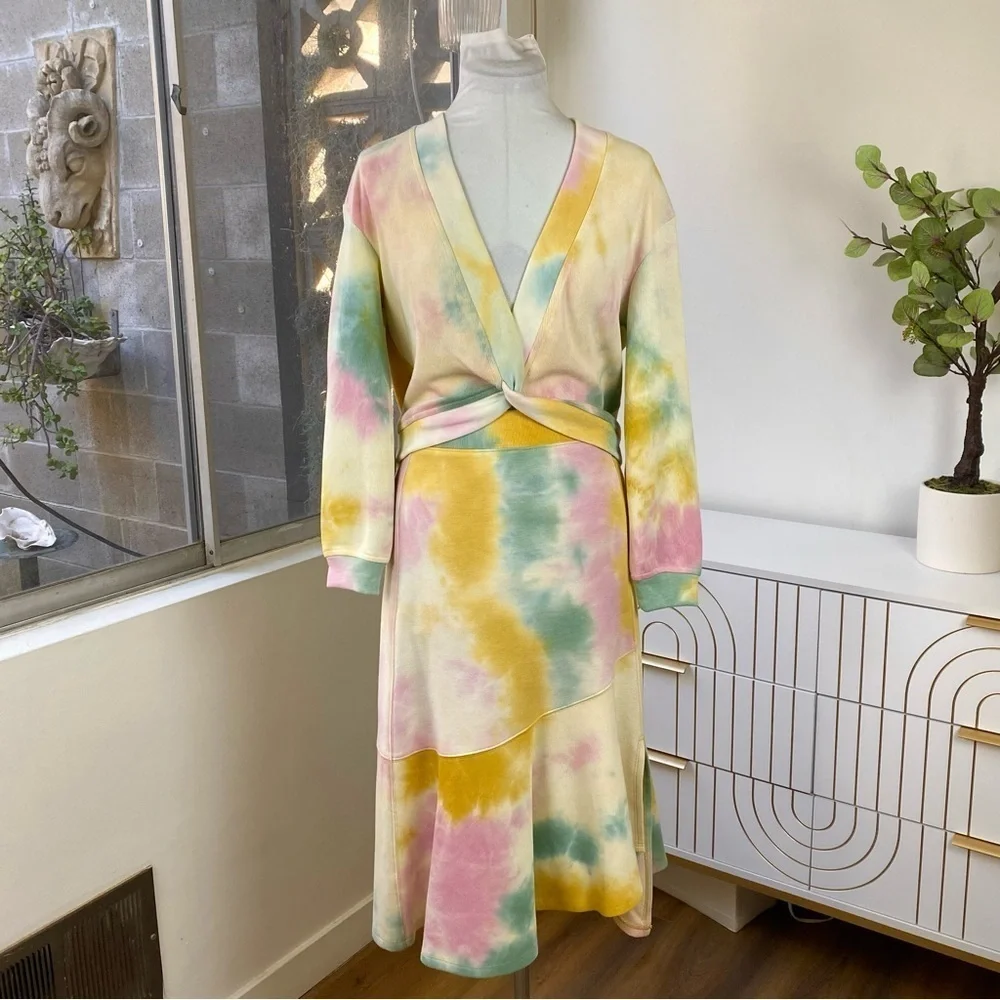 Current Air Pastel Tie Dye Sweater Midi Skirt Two Piece Set, Size S NWT